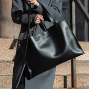 Large Handbag Adele - Genuine Black Leather