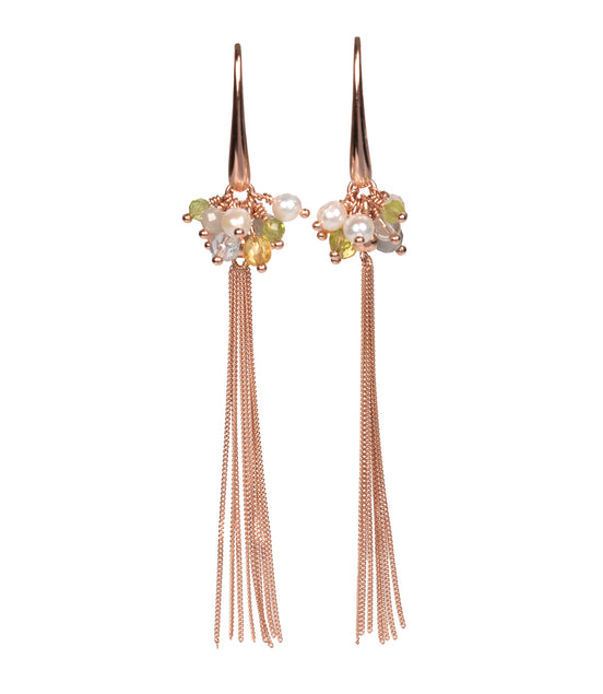 Cherie Color Tassel Earrings - Rose Gold and Silver