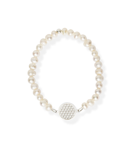 Flower Of Life Bracelet S – White Pearl