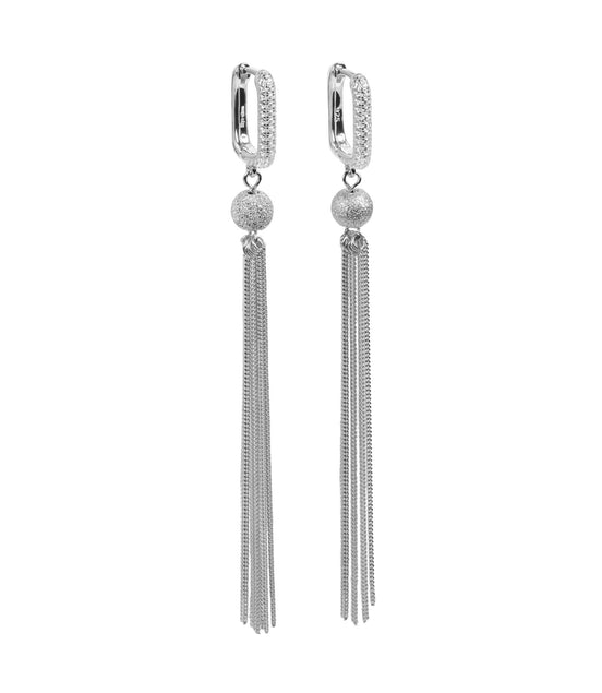 Metropolitan Glow White Tassel Earrings - Rose Gold and Silver