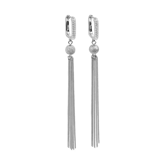 Metropolitan Glow White Tassel Earrings - Rose Gold and Silver