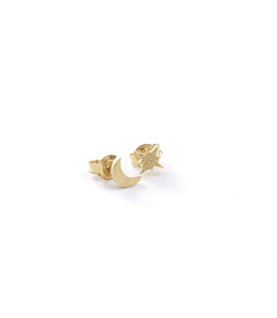 Moon and Star Stud Earrings