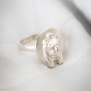 Sekhmet Fire Necklace Ring - Silver