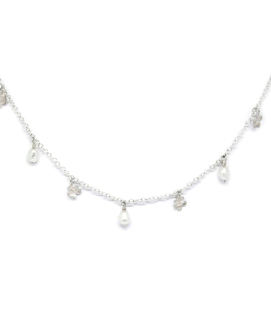 Necklace - SPRING Myosotis with pearls