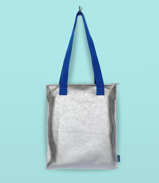 Handmade Leather Tote - Silver