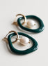 Arp Pearl and Porcelain Hoops - Dark Green