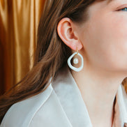 Arp Pearl and Porcelain Hoops- Burgundy