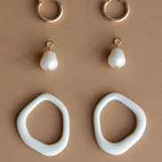 Arp Pearl and Porcelain Hoops- Burgundy