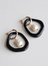Arp Pearl and Porcelain Hoops - Black