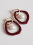 Arp Pearl and Porcelain Hoops- Burgundy
