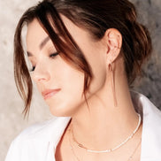 Cherie L-Tassel Earrings - Rose Gold and Silver