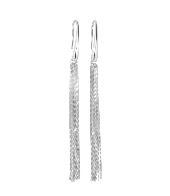 Cherie L-Tassel Earrings - Rose Gold and Silver