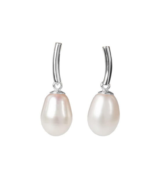 DayCharm Pearl Drop Earrings - Rose Gold and Silver