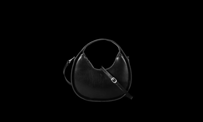 Leather Handbag Mini Moon - Black
