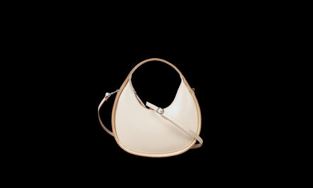 Leather Handbag Mini Moon - Cookie
