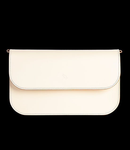 Leather Handbag Model Baguette with Two Straps - Cookie