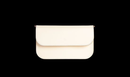 Leather Handbag Model Baguette with Two Straps - Cookie