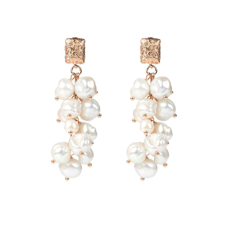 Festive Pearls Earrings - Rose Gold and Silver