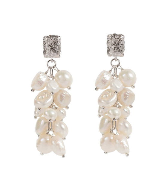 Festive Pearls Earrings - Rose Gold and Silver