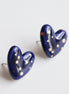 Dotted Porcelain Heart Studs -  Blue