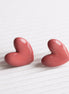 Porcelain Heart Studs -  Pink
