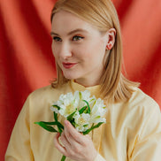 Dotted Porcelain Heart Studs -  Pink