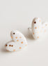 Dotted Porcelain Heart Studs -  White