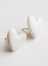 Porcelain Heart Studs -  White