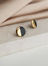 Porcelain Round Stud Earrings - Black and Gold