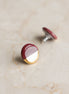 Porcelain Round Stud Earrings - Burgundy and Gold