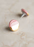 Porcelain Round Stud Earrings - Pink and Gold