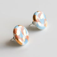Porcelain Tache Studs -  Blue and Orange