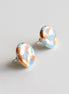 Porcelain Tache Studs -  Blue and Orange