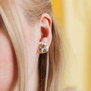 Porcelain Tache Studs -  Blue and Orange