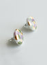 Porcelain Tache Studs -  Green and Violet