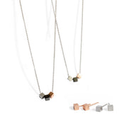 Airy Dots Earrings - Rose Gold, Silver and Black