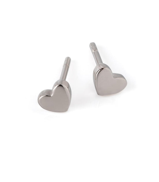 Shiny Heart Earrings - Rose Gold and Silver