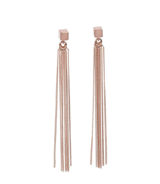 Solid C-Tassel Earrings - Rose Gold and Silver