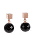 Solid Onyx Earrings - Rose Gold and Silver