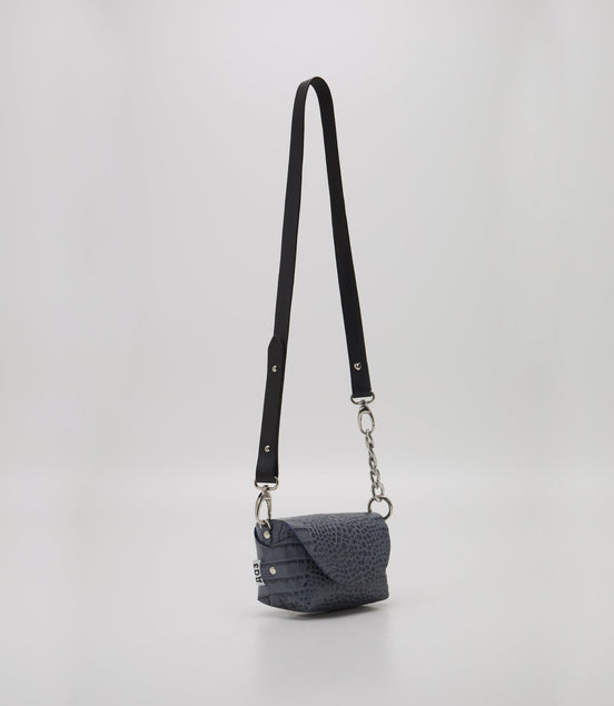 Handmade Leather Shoulder - Grey and Blue Texture